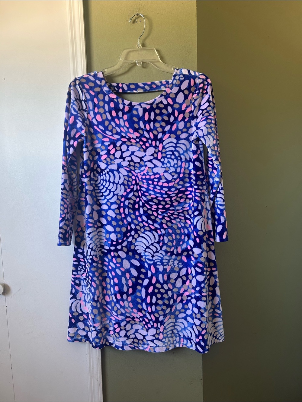 Lilly Pulitzer Blue, Tan Blue & Pink Printed Midi Shift Dress Sz S